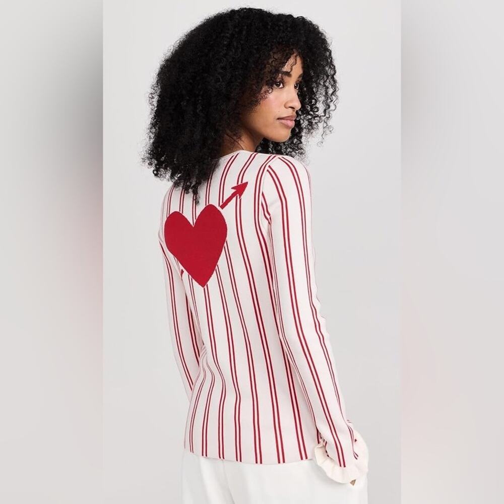 The Upside Small Alpine Chrissy Heart Arrow Organic Knit Sweater Apres Ski